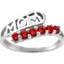 "Cherish" MOM Cut-out 2-6 Stones Ring