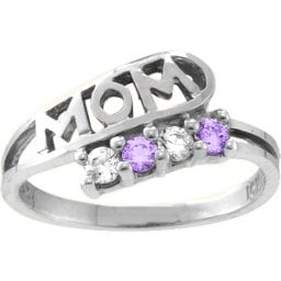 "Cherish" MOM Cut-out 2-6 Stones Ring
