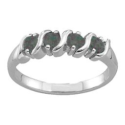 2-6 Gemstones S-Curve Ring in 925 Sterling Silver with Alexandrite and Cubic Zirconia