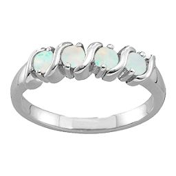 2-6 Gemstones S-Curve Ring in 925 Sterling Silver with Opal and Cubic Zirconia