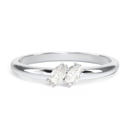 2 Stone Marquise Ring in 925 Sterling Silver with Cubic Zirconia