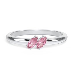 2 Stone Marquise Ring in 925 Sterling Silver with Pink Tourmaline