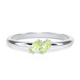 2 Stone Marquise Ring in 925 Sterling Silver with Peridot