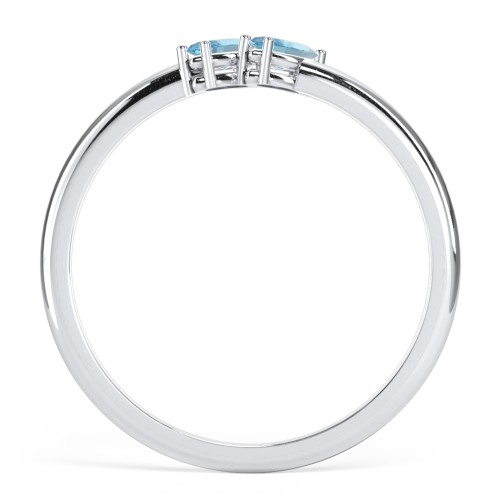 2 Stone Marquise Ring – Sterling Silver with Blue Topaz