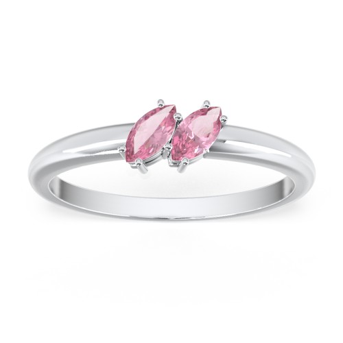 2 Stone Marquise Ring – Sterling Silver with Pink Tourmaline
