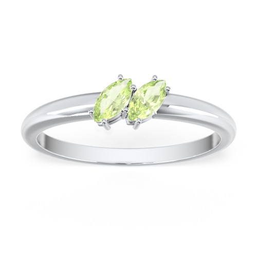 2 Stone Marquise Ring – Sterling Silver with Peridot