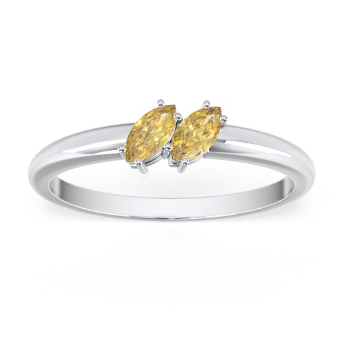 2 Stone Marquise Ring – Sterling Silver with Citrine