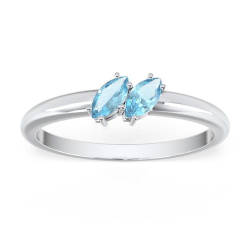 2 Stone Marquise Ring – Sterling Silver with Blue Topaz