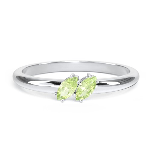2 Stone Marquise Ring – Sterling Silver with Peridot