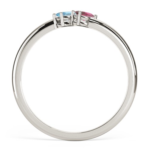2 Stone Marquise Ring – 10K White Gold with Blue Topaz and Ruby