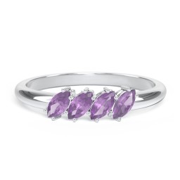 4 Stone Marquise Ring in 925 Sterling Silver