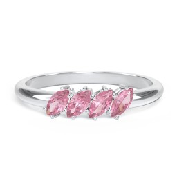 4 Stone Marquise Ring in 925 Sterling Silver with Pink Tourmaline