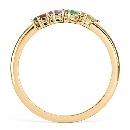 4 Stone Marquise Ring – 10K Yellow Gold with Garnet, Amethyst, Emerald, and Citrine