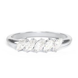 5 Stone Marquise Ring in 925 Sterling Silver with Cubic Zirconia