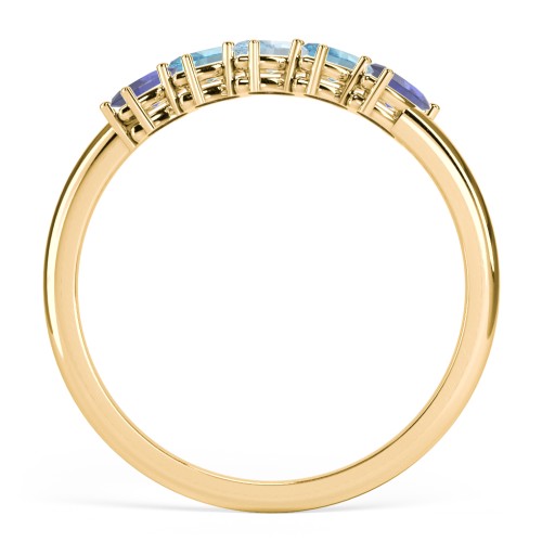 5 Stone Marquise Ring – 10K Yellow Gold with Blue Sapphire, Blue Topaz, and Aquamarine