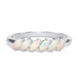 6 Stone Marquise Ring in 925 Sterling Silver with Opal