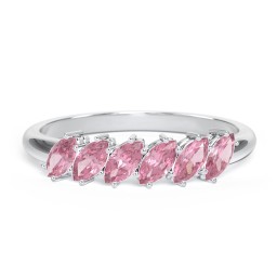 6 Stone Marquise Ring in 925 Sterling Silver with Pink Tourmaline