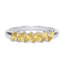 6 Stone Marquise Ring in 925 Sterling Silver with Citrine