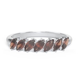 7 Stone Marquise Ring in 925 Sterling Silver with Garnet