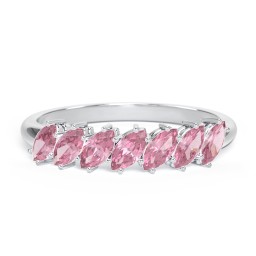 7 Stone Marquise Ring in 925 Sterling Silver with Pink Tourmaline