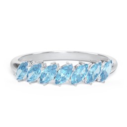 7 Stone Marquise Ring in 925 Sterling Silver with Blue Topaz