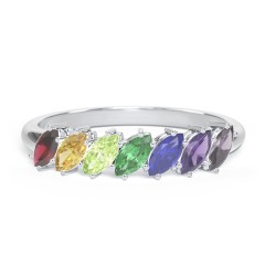 7 Stone Marquise Ring – 10K Yellow Gold with Garnet, Citrine, Peridot, Emerald, Blue Sapphire, Amethyst, and Alexandrite