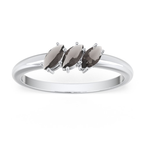 Petit Marquise Trio Ring – Sterling Silver with Smokey Quartz