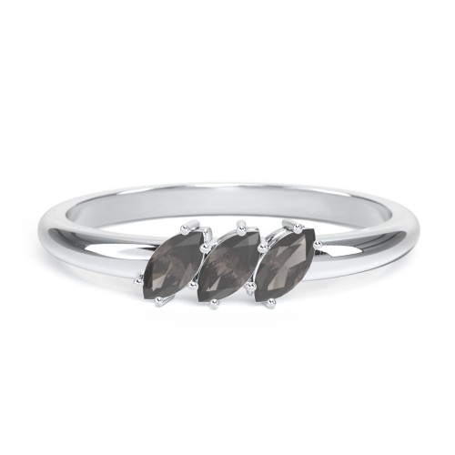 Petit Marquise Trio Ring – Sterling Silver with Smokey Quartz