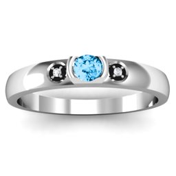 Open Bezel Cut Ring with Accents Stones