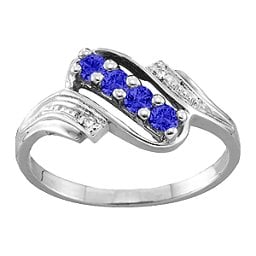 Diagonal Gemstone Ring with Accents