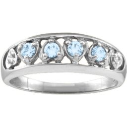 "Lyric" Embedded Hearts Ring with 2-6 stones