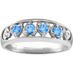 "Lyric" Embedded Hearts Ring with 2-6 stones