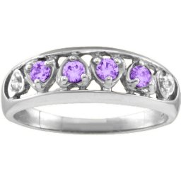 "Lyric" Embedded Hearts Ring with 2-6 stones