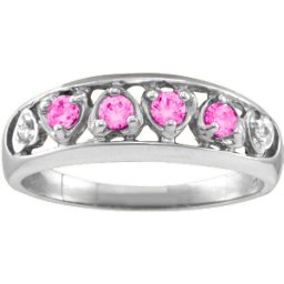 "Lyric" Embedded Hearts Ring with 2-6 stones