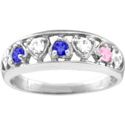 "Lyric" Embedded Hearts Ring with 2-6 stones