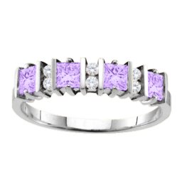"Echo" 2-6 Princess Cut Stones Ring With Accents