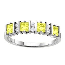 "Echo" 2-6 Princess Cut Stones Ring With Accents