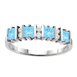"Echo" 2-6 Princess Cut Stones Ring With Accents