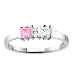 "Echo" 2-6 Princess Cut Stones Ring With Accents