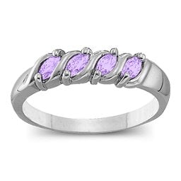 Marquise Gemstone Wave Ring