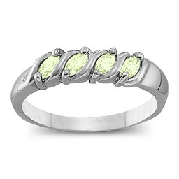 Marquise Gemstone Wave Ring