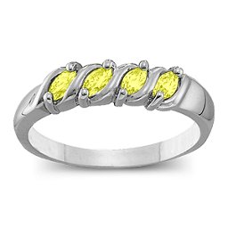 Marquise Gemstone Wave Ring