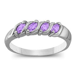 Marquise Gemstone Wave Ring