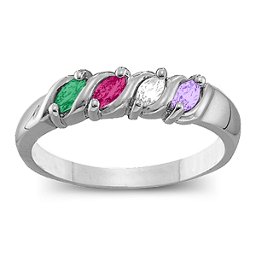 Marquise Gemstone Wave Ring