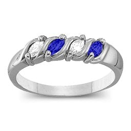 Marquise Gemstone Wave Ring