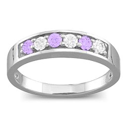 Geometric 3-6 Stones Ring