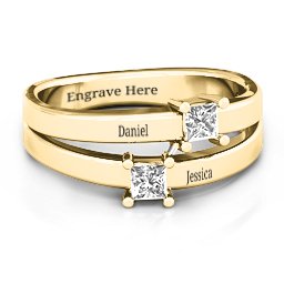 Double Princess Cut Ring