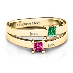 Double Princess Cut Ring