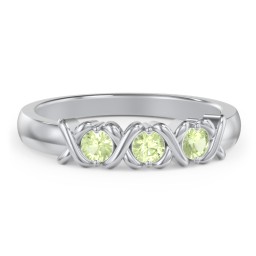 Hugs & Kisses XOXO Ring with 2-5 Stones in 925 Sterling Silver with Peridot