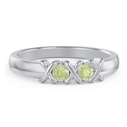 Hugs & Kisses XOXO Ring with 2-5 Stones in 925 Sterling Silver with Peridot